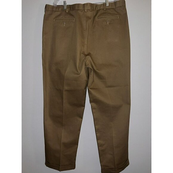 Cabelas Pants Men's Khaki Flat Front Straight Leg Chino Dress Pants Slacks 44x32 - Picture 2 of 8